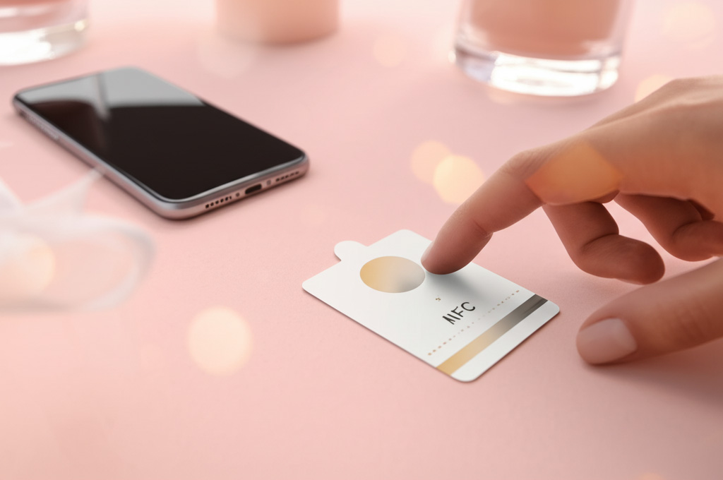 Hand tapping NFC tag with phone